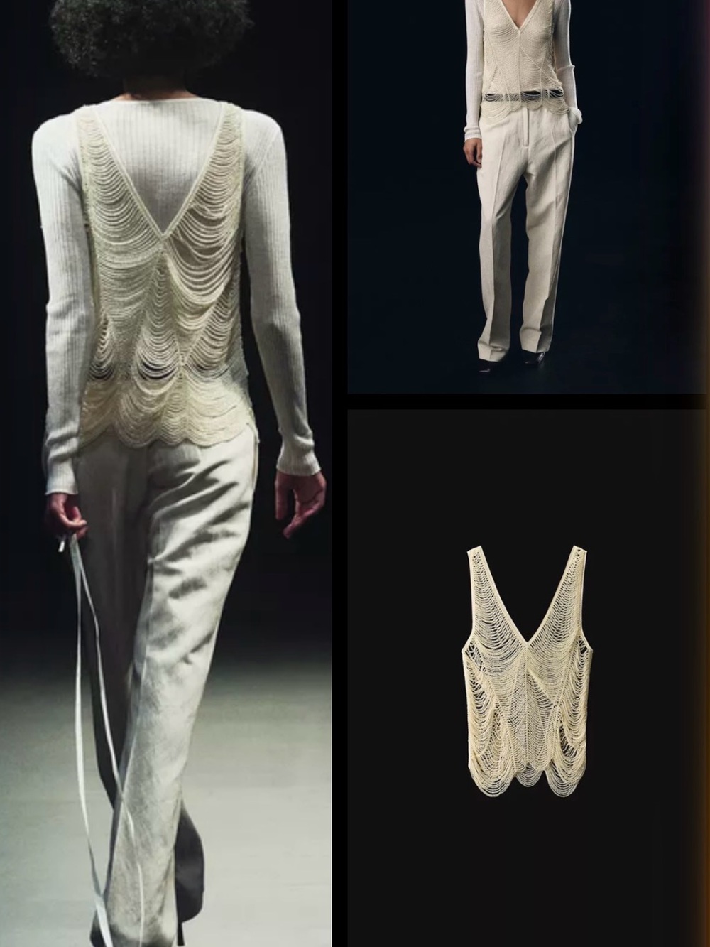 ZW Collection by Zara Cream Ivory Beaded Fringe Tank Top- Sold Out